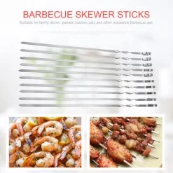 LIFCAUSAL Bâtons De Brochette De Barbecue 6 PCS Avec Sac De Rangement Bâtons De Rôtissage Réutilisables En Acier Inoxydable BBQ Shish Kabob Outils Pour Hot Dog Viandes Légumes Steak Pique-nique En Plein Air -Buffet et enfilade Soldes 51372336 3