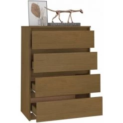 Armoire D'appoint 60x36x84 Cm Bois De Pin Massif Marron Miel VidaXL -Buffet et enfilade Soldes 51509217 3