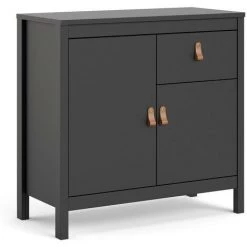 CAESAROO Buffet De Salon 82xH79 Cm Noir Mat Avec Un Tiroir Et Deux Portes | Noir 7 CAESAROO Buffet De Salon 82xH79 Cm Noir Mat Avec Un Tiroir Et Deux Portes | Noir -Buffet et enfilade Soldes 51776543 3