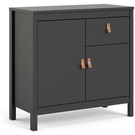 CAESAROO Buffet De Salon 82xH79 Cm Noir Mat Avec Un Tiroir Et Deux Portes | Noir 3 CAESAROO Buffet De Salon 82xH79 Cm Noir Mat Avec Un Tiroir Et Deux Portes | Noir – Image 3