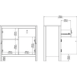 CAESAROO Buffet De Salon 82xH79 Cm Noir Mat Avec Un Tiroir Et Deux Portes | Noir 9 CAESAROO Buffet De Salon 82xH79 Cm Noir Mat Avec Un Tiroir Et Deux Portes | Noir -Buffet et enfilade Soldes 51776543 5