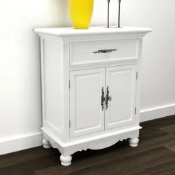 YOUTHUP Armoire Avec 2 Portes Et 1 Tiroir Bois Blanc
