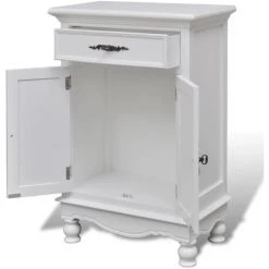 YOUTHUP Armoire Avec 2 Portes Et 1 Tiroir Bois Blanc -Buffet et enfilade Soldes 51851218 5