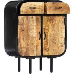 YOUTHUP Buffet 60 X 30 X 75 Cm Bois De Manguier Massif Et Fer -Buffet et enfilade Soldes 51852078 2