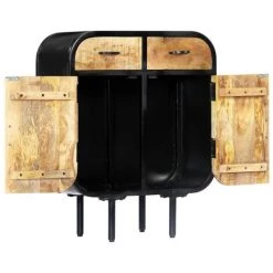 YOUTHUP Buffet 60 X 30 X 75 Cm Bois De Manguier Massif Et Fer -Buffet et enfilade Soldes 51852078 3