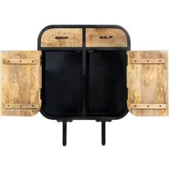 YOUTHUP Buffet 60 X 30 X 75 Cm Bois De Manguier Massif Et Fer -Buffet et enfilade Soldes 51852078 5