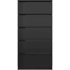 YOUTHUP Buffet à Tiroirs Noir Brillant 60x35x121 Cm Aggloméré -Buffet et enfilade Soldes 51854912 4