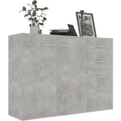 YOUTHUP œuffet Gris Béton 105x30x75 Cm Aggloméré - Gris 7 YOUTHUP œuffet Gris Béton 105x30x75 Cm Aggloméré - Gris -Buffet et enfilade Soldes 51869813 3