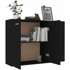 YOUTHUP œuffet Noir 105x30x75 Cm Aggloméré - Noir 8 YOUTHUP œuffet Noir 105x30x75 Cm Aggloméré - Noir -Buffet et enfilade Soldes 51869826 4