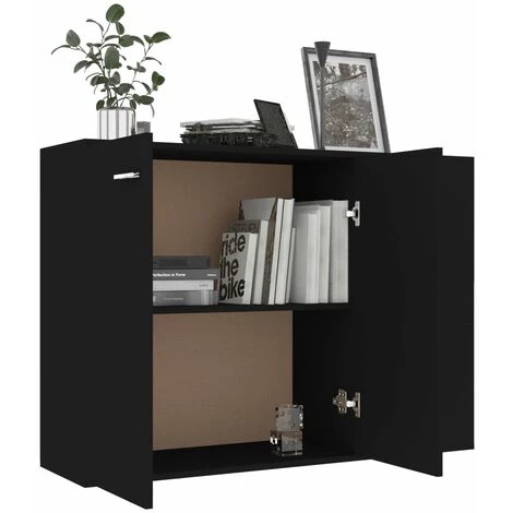 YOUTHUP œuffet Noir 105x30x75 Cm Aggloméré - Noir 4 YOUTHUP œuffet Noir 105x30x75 Cm Aggloméré - Noir – Image 4