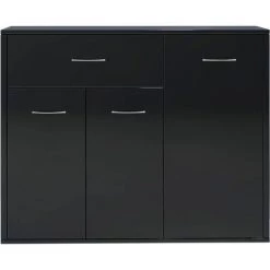YOUTHUP œuffet Noir Brillant 88x30x70 Cm Aggloméré - Noir 9 YOUTHUP œuffet Noir Brillant 88x30x70 Cm Aggloméré - Noir -Buffet et enfilade Soldes 51869828 5
