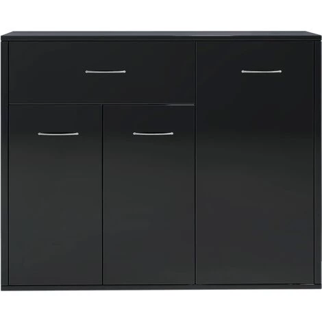 YOUTHUP œuffet Noir Brillant 88x30x70 Cm Aggloméré - Noir 5 YOUTHUP œuffet Noir Brillant 88x30x70 Cm Aggloméré - Noir â Image 5