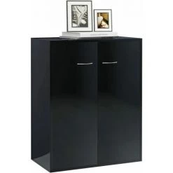 YOUTHUP œuffet Noir Brillant 60x30x75 Cm Aggloméré - Noir -Buffet et enfilade Soldes 51869841 4