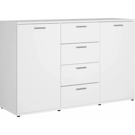 YOUTHUP œuffet Blanc 120x35,5x75 Cm Aggloméré - Blanc 2 YOUTHUP œuffet Blanc 120x35,5x75 Cm Aggloméré - Blanc – Image 2