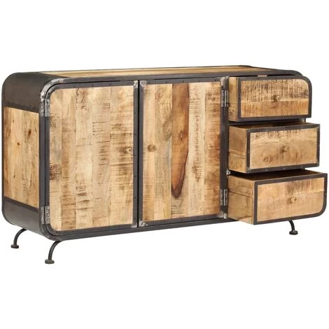 YOUTHUP Buffet 140 X 40 X 80 Cm Bois De Manguier Massif - Brun 3 YOUTHUP Buffet 140 X 40 X 80 Cm Bois De Manguier Massif - Brun – Image 3