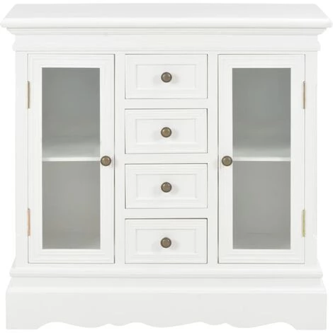 YOUTHUP Buffet Blanc 70 X 28 X 70 Cm Bois De Pin Massif - Blanc 2 YOUTHUP Buffet Blanc 70 X 28 X 70 Cm Bois De Pin Massif - Blanc – Image 2