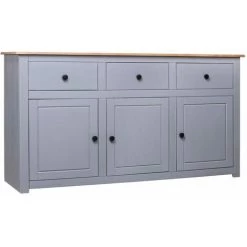 YOUTHUP Buffet Gris 135x40x80 Cm Pin Solide Assortiment Panama - Gris