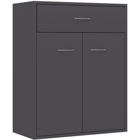 YOUTHUP Buffet Gris 60 X 30 X 75 Cm Aggloméré - Gris 2 YOUTHUP Buffet Gris 60 X 30 X 75 Cm Aggloméré - Gris – Image 2