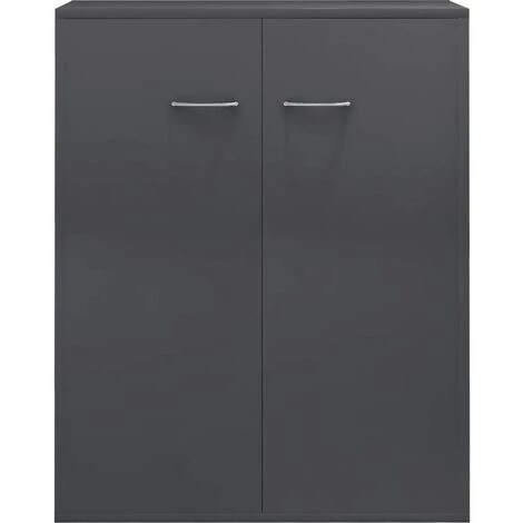 YOUTHUP Buffet Gris Brillant 60x30x75 Cm Aggloméré - Gris 5 YOUTHUP Buffet Gris Brillant 60x30x75 Cm Aggloméré - Gris – Image 5