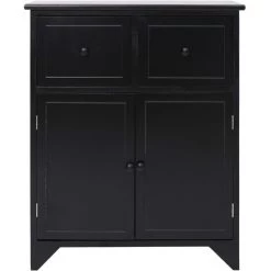 YOUTHUP Armoire Latérale Noir 60x30x75 Cm Bois De Paulownia - Noir -Buffet et enfilade Soldes 51891043 2