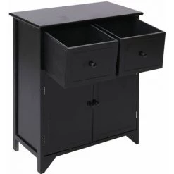 YOUTHUP Armoire Latérale Noir 60x30x75 Cm Bois De Paulownia - Noir -Buffet et enfilade Soldes 51891043 4