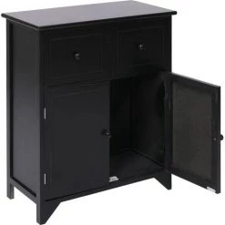 YOUTHUP Armoire Latérale Noir 60x30x75 Cm Bois De Paulownia - Noir -Buffet et enfilade Soldes 51891043 5
