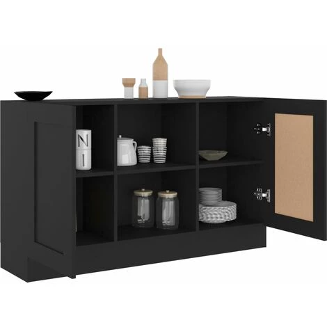 YOUTHUP Buffet Noir 120x30,5x70 Cm Aggloméré - Noir 4 YOUTHUP Buffet Noir 120x30,5x70 Cm Aggloméré - Noir – Image 4