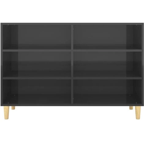 YOUTHUP Buffet Noir Brillant 103,5x35x70 Cm Aggloméré - Noir 4 YOUTHUP Buffet Noir Brillant 103,5x35x70 Cm Aggloméré - Noir – Image 4