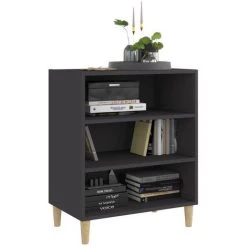 YOUTHUP Buffet Gris 57x35x70 Cm Aggloméré - Gris -Buffet et enfilade Soldes 51897242 3