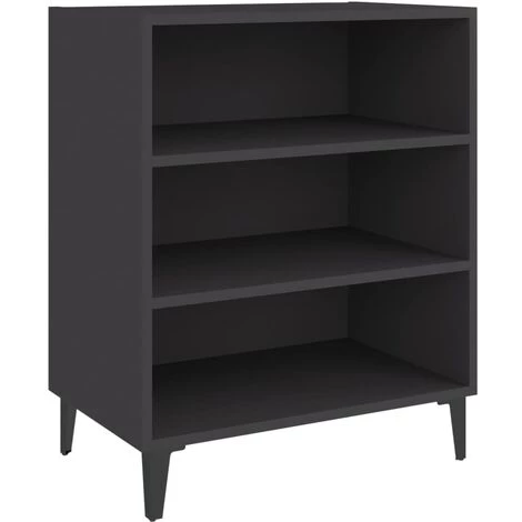 YOUTHUP Buffet Gris 57x35x70 Cm Aggloméré - Gris 2 YOUTHUP Buffet Gris 57x35x70 Cm Aggloméré - Gris – Image 2