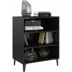 YOUTHUP Buffet Noir Brillant 57x35x70 Cm Aggloméré - Noir -Buffet et enfilade Soldes 51897255 3
