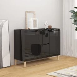 YOUTHUP Buffet Noir Brillant 103,5x35x70 Cm Aggloméré - Noir