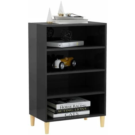 YOUTHUP Buffet Gris Brillant 57x35x90 Cm Aggloméré - Gris 3 YOUTHUP Buffet Gris Brillant 57x35x90 Cm Aggloméré - Gris – Image 3