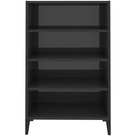 YOUTHUP Buffet Gris Brillant 57x35x90 Cm Aggloméré - Gris 4 YOUTHUP Buffet Gris Brillant 57x35x90 Cm Aggloméré - Gris – Image 4