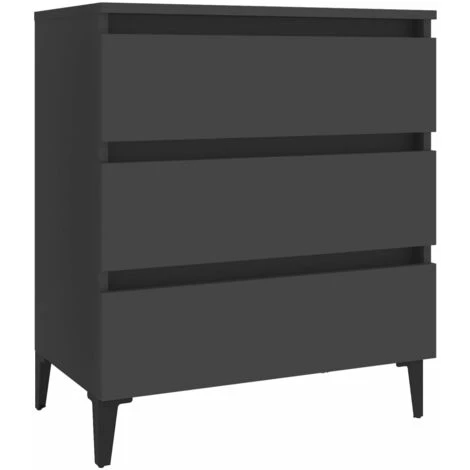 YOUTHUP Buffet Gris 60x35x69 Cm Aggloméré - Gris 2 YOUTHUP Buffet Gris 60x35x69 Cm Aggloméré - Gris – Image 2