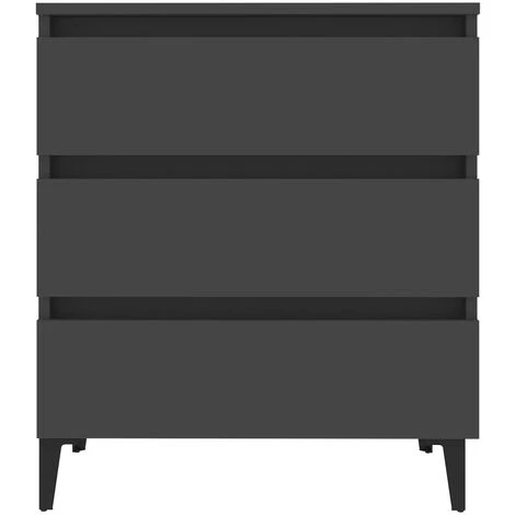 YOUTHUP Buffet Gris 60x35x69 Cm Aggloméré - Gris 4 YOUTHUP Buffet Gris 60x35x69 Cm Aggloméré - Gris – Image 4