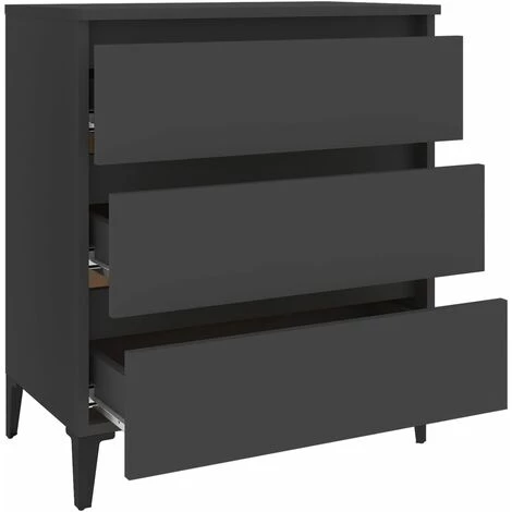 YOUTHUP Buffet Gris 60x35x69 Cm Aggloméré - Gris 5 YOUTHUP Buffet Gris 60x35x69 Cm Aggloméré - Gris – Image 5