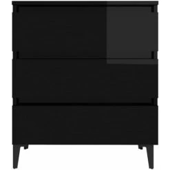 YOUTHUP Buffet Noir Brillant 60x35x69 Cm Aggloméré - Noir 8 YOUTHUP Buffet Noir Brillant 60x35x69 Cm Aggloméré - Noir -Buffet et enfilade Soldes 51898330 4