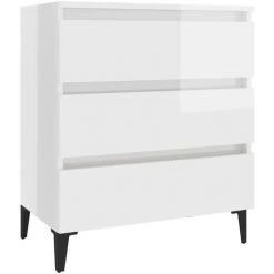 YOUTHUP Buffet Blanc Brillant 60x35x69 Cm Aggloméré - Blanc 6 YOUTHUP Buffet Blanc Brillant 60x35x69 Cm Aggloméré - Blanc -Buffet et enfilade Soldes 51898336 2