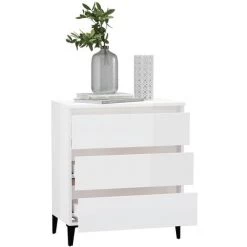YOUTHUP Buffet Blanc Brillant 60x35x69 Cm Aggloméré - Blanc 7 YOUTHUP Buffet Blanc Brillant 60x35x69 Cm Aggloméré - Blanc -Buffet et enfilade Soldes 51898336 3