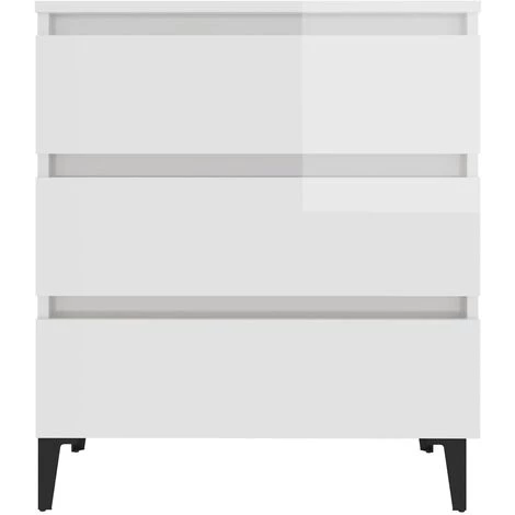 YOUTHUP Buffet Blanc Brillant 60x35x69 Cm Aggloméré - Blanc 4 YOUTHUP Buffet Blanc Brillant 60x35x69 Cm Aggloméré - Blanc – Image 4