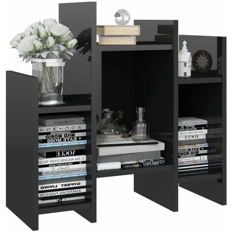 YOUTHUP Armoire Latérale Noir Brillant 60x26x60 Cm Aggloméré - Noir 4 YOUTHUP Armoire Latérale Noir Brillant 60x26x60 Cm Aggloméré - Noir – Image 4