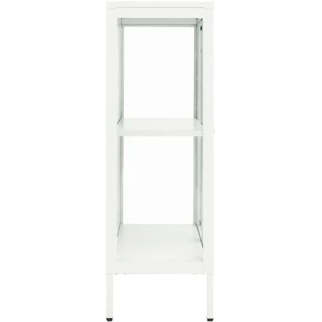 YOUTHUP Buffet Blanc 75x35x105 Cm Acier Et Verre - Blanc 4 YOUTHUP Buffet Blanc 75x35x105 Cm Acier Et Verre - Blanc – Image 4