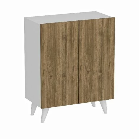HOMEMANIA Meuble De Rangement Multi-Usages Diana - Avec Portes, Etageres - Bureau, Salon, Salle - Blanc, Noyer En Panneau D'agglomere Melamine, 70 X 37 X 88 Cm 2 HOMEMANIA Meuble De Rangement Multi-Usages Diana - Avec Portes, Etageres - Bureau, Salon, Salle - Blanc, Noyer En Panneau D'agglomere Melamine, 70 X 37 X 88 Cm – Image 2