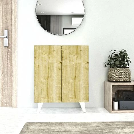 HOME MANIA Meuble De Rangement Multi-Usages Diana - Avec Portes, Etageres - Bureau, Salon, Salle - Blanc, Chene En Panneau D'agglomere Melamine, 70 X 37 X 88 Cm 1 HOME MANIA Meuble De Rangement Multi-Usages Diana - Avec Portes, Etageres - Bureau, Salon, Salle - Blanc, Chene En Panneau D'agglomere Melamine, 70 X 37 X 88 Cm