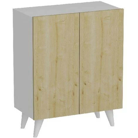 HOME MANIA Meuble De Rangement Multi-Usages Diana - Avec Portes, Etageres - Bureau, Salon, Salle - Blanc, Chene En Panneau D'agglomere Melamine, 70 X 37 X 88 Cm 2 HOME MANIA Meuble De Rangement Multi-Usages Diana - Avec Portes, Etageres - Bureau, Salon, Salle - Blanc, Chene En Panneau D'agglomere Melamine, 70 X 37 X 88 Cm – Image 2