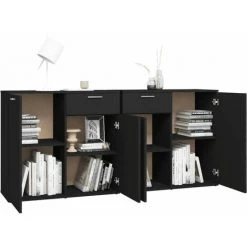 YOUTHUP Buffet Noir 160x36x75 Cm Aggloméré - Noir -Buffet et enfilade Soldes 52055178 4