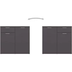YOUTHUP Buffet Gris 80x36x75 Cm Aggloméré - Gris -Buffet et enfilade Soldes 52055186 5