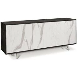 CAESAROO Buffet à 3 Portes 177x41 Cm Avec Ouverture Push - Pull Couleur Oxyde Noir Et Marbre Calacatta | Noir D'oxyde Et Marbre 8 CAESAROO Buffet à 3 Portes 177x41 Cm Avec Ouverture Push - Pull Couleur Oxyde Noir Et Marbre Calacatta | Noir D'oxyde Et Marbre -Buffet et enfilade Soldes 52078303 4