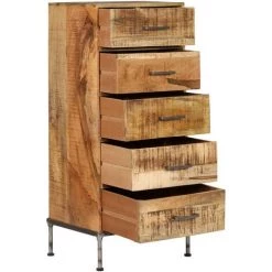 Topdeal Coffre à Tiroirs 45 X 35 X 106 Cm Bois De Manguier Massif -Buffet et enfilade Soldes 52086134 4
